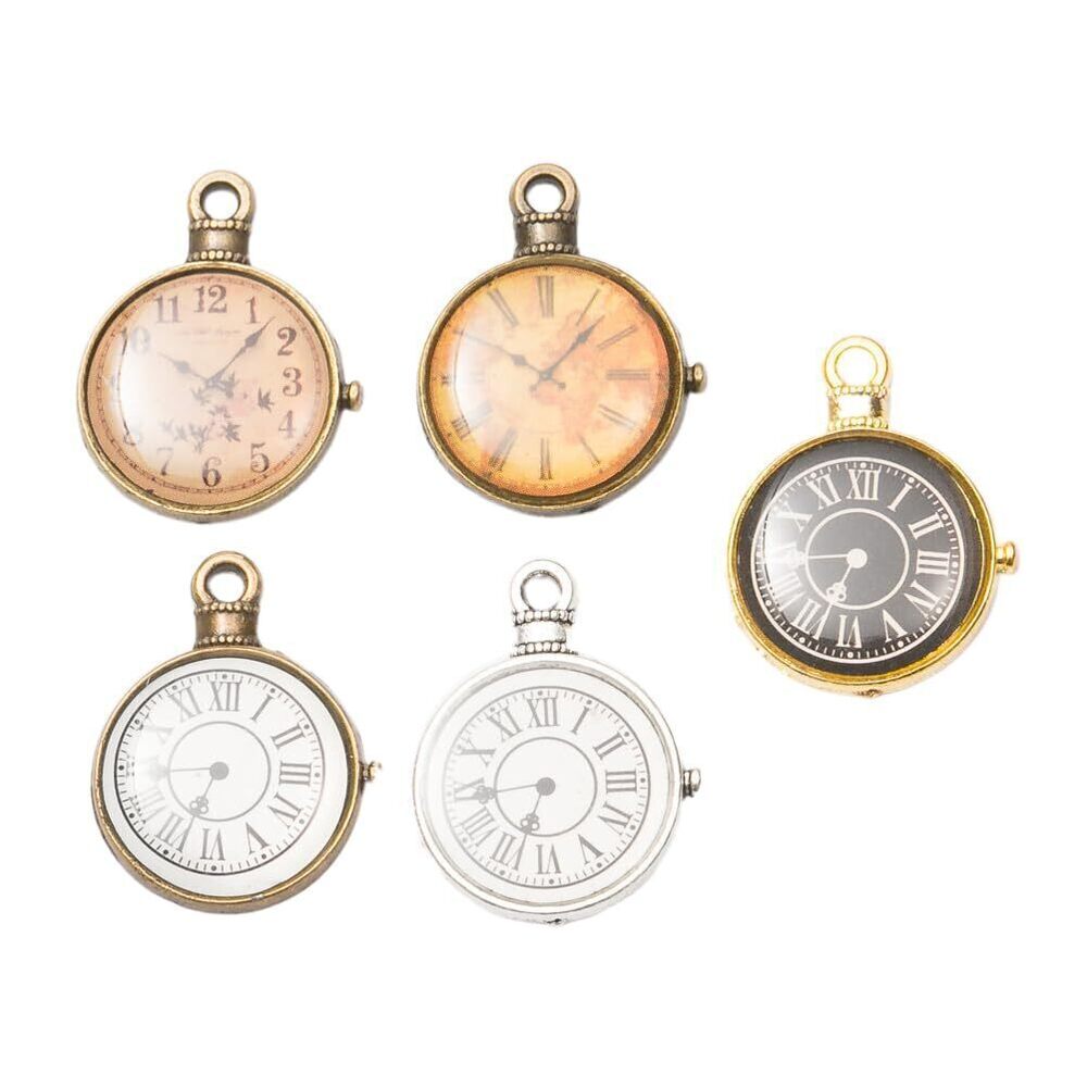 8788 Watch Pendant Charms Antique Silver Clocks Vintage Watches Charms Dial